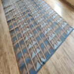 Brown and Blue Geometric Cotton Flat Weave Rug for Living Room, Modern Geometric Cotton Flatweave Area Rug for Home Office view 6