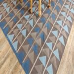 Brown and Blue Geometric Cotton Flat Weave Rug for Living Room, Modern Geometric Cotton Flatweave Area Rug for Home Office view 4