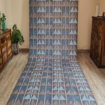 Brown and Blue Geometric Cotton Flat Weave Rug for Living Room, Modern Geometric Cotton Flatweave Area Rug for Home Office view 3