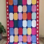 Multicolor Geometric Checkered Cotton Flat Weave Area Rug, Area Rug for Living Room, Bedroom, Hallway Rug view 3