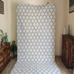 Modern Geometric Cotton Flatweave Rug for Living Room – Cream & Grey Design view 7