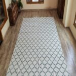 Modern Geometric Cotton Flatweave Rug for Living Room – Cream & Grey Design view 6