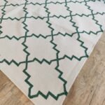 Modern Geometric Cotton Flatweave Rug for Living Room – Cream & Grey Design view 4