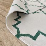 Modern Geometric Cotton Flatweave Rug for Living Room – Cream & Grey Design view 2
