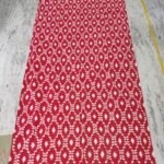 Handwoven Red and White Geometric Diamond Pattern Cotton Flat Weave Area Rug, Reversible Boho Dhurrie Kilim style view 7
