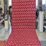 Handwoven Red and White Geometric Diamond Pattern Cotton Flat Weave Area Rug, Reversible Boho Dhurrie Kilim style view 4