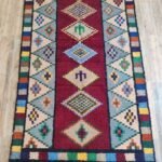 Handwoven Moroccan Wool Rug, Moroccan Berber Wool Rug – Geometric Diamond Medallion Design, view 6