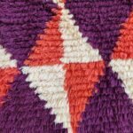 Handmade Moroccan Wool Rug – Purple Diamond Geometric Area Carpet, Purple, Red & Ivory Geometric Design view 2