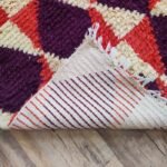 Handmade Moroccan Wool Rug – Purple Diamond Geometric Area Carpet, Purple, Red & Ivory Geometric Design view 8
