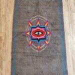 Luxury Handwoven Moroccan Wool Rug – Charcoal Gray Compass Star Design for Living Room & Bedroom view 8