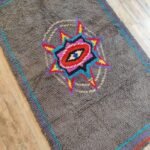 Luxury Handwoven Moroccan Wool Rug – Charcoal Gray Compass Star Design for Living Room & Bedroom view 7