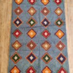 Handmade Moroccan Wool Rug – Sky Blue Diamond Pattern Boho Area Rug, Custom Size Available view 9
