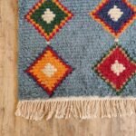 Handmade Moroccan Wool Rug – Sky Blue Diamond Pattern Boho Area Rug, Custom Size Available view 8
