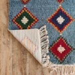 Handmade Moroccan Wool Rug – Sky Blue Diamond Pattern Boho Area Rug, Custom Size Available view 2