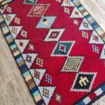 Premium Moroccan Wool Rug | Red & Multicolor Diamond Carpet for Living Room & Bedroom view 8
