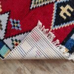 Premium Moroccan Wool Rug | Red & Multicolor Diamond Carpet for Living Room & Bedroom view 5
