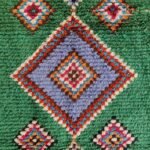 Diamond Pattern Geometric Shag Carpet, Emerald Green Carpet for Hallway & Bedroom, Bohemian Green Moroccan Carpet view 6