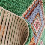 Diamond Pattern Geometric Shag Carpet, Emerald Green Carpet for Hallway & Bedroom, Bohemian Green Moroccan Carpet view 4