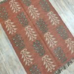 Handwoven Wool Jute Area Rug, Rustic Botanical Leaf Pattern Rug in Terracotta Red for Living Room, Bedroom & Farmhouse Décor view 11