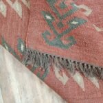 Handwoven Wool Jute Area Rug, Rustic Botanical Leaf Pattern Rug in Terracotta Red for Living Room, Bedroom & Farmhouse Décor view 2