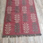 Handwoven Wool Jute Area Rug, Rustic Botanical Leaf Pattern Rug in Terracotta Red for Living Room, Bedroom & Farmhouse Décor view 4