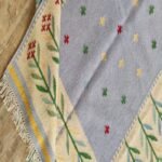 Handwoven Wool Kilim Area Rug with Floral Vine Border – Living Room & Bedroom Rug view 3