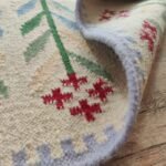 Handwoven Wool Kilim Area Rug with Floral Vine Border – Living Room & Bedroom Rug view 5