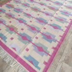 Handwoven Wool Kilim Area Rug with Southwestern Geometric Pattern – Living Room & Bedroom Rug view 8