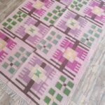 Handwoven Wool Kilim Area Rug with Geometric Floral Pattern – Living Room & Bedroom Rug, Modern Scandinavian Floral Design view 7