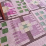 Handwoven Wool Kilim Area Rug with Geometric Floral Pattern – Living Room & Bedroom Rug, Modern Scandinavian Floral Design view 3