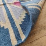 Navajo Inspired Blue Wool Kilim Area Rug – Rectangular Southwestern Flatweave for Living Room & Nursery view 3