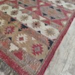 Navajo Inspired Wool Jute Rug with Geometric Tribal Design, Boho Handwoven Wool Jute Area Rug for Living Room & Bedroom view 8