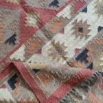 Navajo Inspired Wool Jute Rug with Geometric Tribal Design, Boho Handwoven Wool Jute Area Rug for Living Room & Bedroom view 2