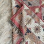 Navajo Inspired Wool Jute Rug with Geometric Tribal Design, Boho Handwoven Wool Jute Area Rug for Living Room & Bedroom view 6