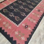 Traditional Tribal Wool Jute Area Rug with Decorative Border, Living Room & Bedroom Rug view 3