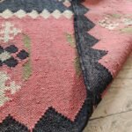 Traditional Tribal Wool Jute Area Rug with Decorative Border, Living Room & Bedroom Rug view 6