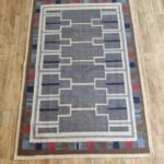 Handwoven Blue Geometric Wool Flatweave Area Rug, Modern Southwestern Tribal Kilim, Color Block Cotton Wool Dhurrie for Living Room view 9