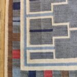 Handwoven Blue Geometric Wool Flatweave Area Rug, Modern Southwestern Tribal Kilim, Color Block Cotton Wool Dhurrie for Living Room view 7