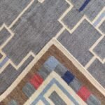 Handwoven Blue Geometric Wool Flatweave Area Rug, Modern Southwestern Tribal Kilim, Color Block Cotton Wool Dhurrie for Living Room view 6