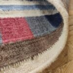 Handwoven Blue Geometric Wool Flatweave Area Rug, Modern Southwestern Tribal Kilim, Color Block Cotton Wool Dhurrie for Living Room view 5