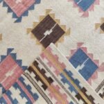 Handwoven Wool Flatweave Area Rug, Pastel Geometric Tribal Kilim Rug, Boho Cotton Wool Blend Dhurrie for Living Room or Bedroom view 6