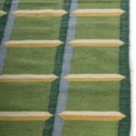 Sage Green Geometric Wool Area Rug – Modern Grid Living Room Rug, Rectangular Geometric Plaid Wool Area Rug view 6