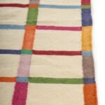 Modern Rainbow Checkered Flatweave Wool Rug, Rectangular Geometric Playroom Area Rug, Multi-Color Grid Pattern Cotton Wool Rug view 4