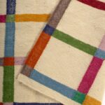 Modern Rainbow Checkered Flatweave Wool Rug, Rectangular Geometric Playroom Area Rug, Multi-Color Grid Pattern Cotton Wool Rug view 3