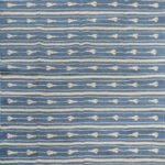Handwoven Cotton Wool Rug, Soft Blue and White Striped Bohemian Area Rug for Living Room view 6