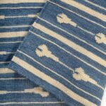 Handwoven Cotton Wool Rug, Soft Blue and White Striped Bohemian Area Rug for Living Room view 3