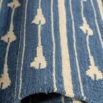 Handwoven Cotton Wool Rug, Soft Blue and White Striped Bohemian Area Rug for Living Room view 2