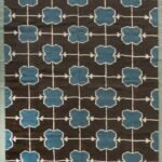 Cotton Wool Blend Rug – Rectangular Bedroom Area Rug, Earthy Brown and Blue Tribal Grid Wool Area Rug for Living Room view 6