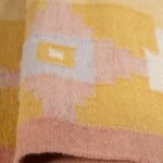 Handwoven Mustard Kilim Rug, Wool Flatweave Area Rug, Pastel Pink Geometric Decor for Bedroom and Nursery view 2