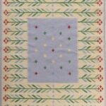 Handwoven Wool Kilim Area Rug with Floral Vine Border – Living Room & Bedroom Rug view 9